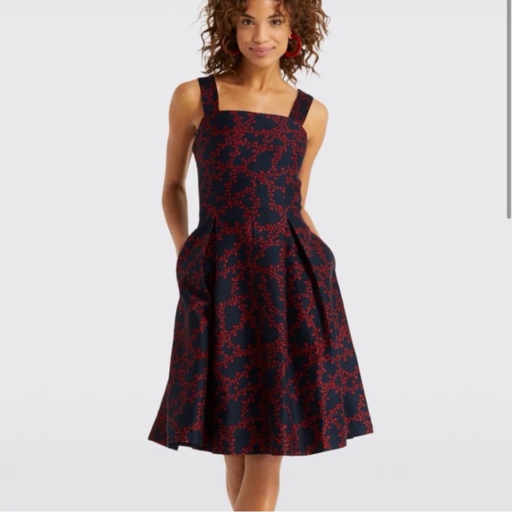 Draper James Clover Vines Dress Navy Red Size 6‎